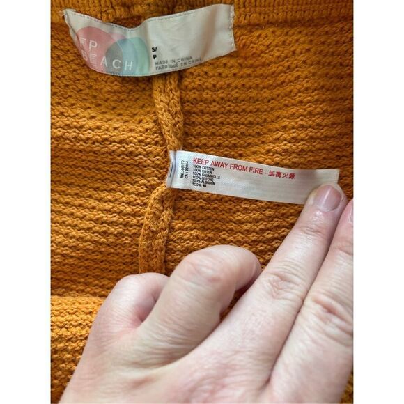 Free People Beach Women’s 100% Cotton Waffle Weave Orange Pants Size Small - Picture 4 of 7